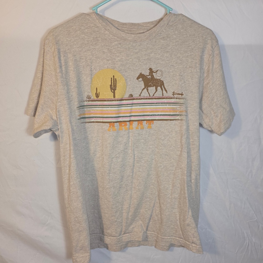 Ariat Graphic Tee Women Small Oatmeal Excellent Cowgirl Desert 10048680